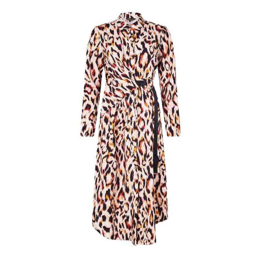 Biba Womens/Ladies Leopard Print Midi Shirt Dress / Pink